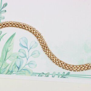 "Elegant Rose Gold Wide Link Bracelet with Beaded Edge Design, XPBL0859